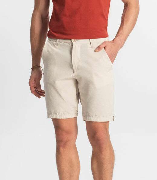 Bermuda Maculina Sarja Com Bolsos Shift Branco