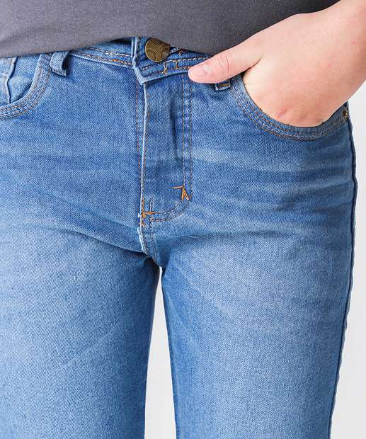 Calça Juvenil Jeans Bolsos Tam 10 a 16 Azul