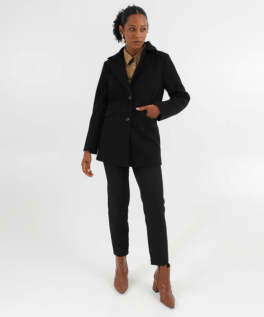 Casaco Feminino Polivelour Botões Marisa Preto