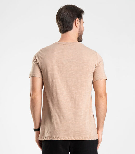 Camiseta Meia Malha Flamê Masculina Diametro Marrom