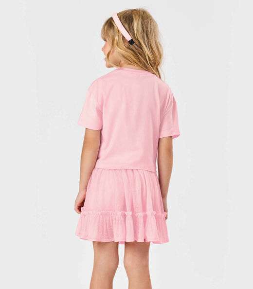 Conjunto Menina Blusa Com Shorts Saia Trick Nick Rosa