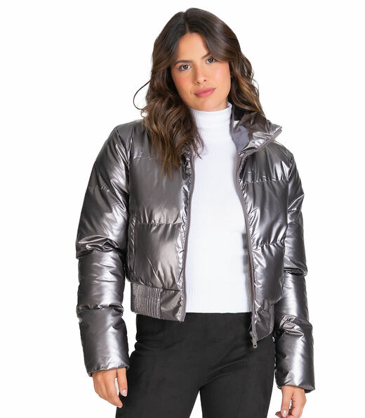Jaqueta Puffer Feminina Metalizada Sea Surf Cinza