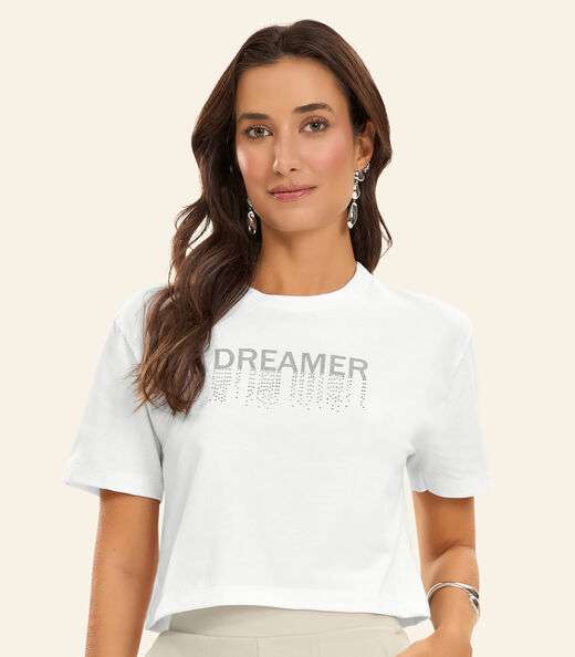 T- Shirt Feminina Meia Malha Rovitex Branco
