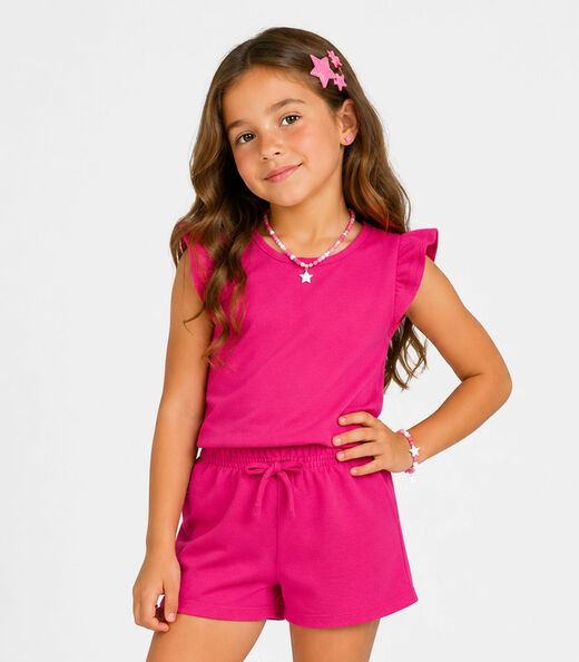 Image_Conjunto Feminino Infantil Blusa E Short Select Rosa