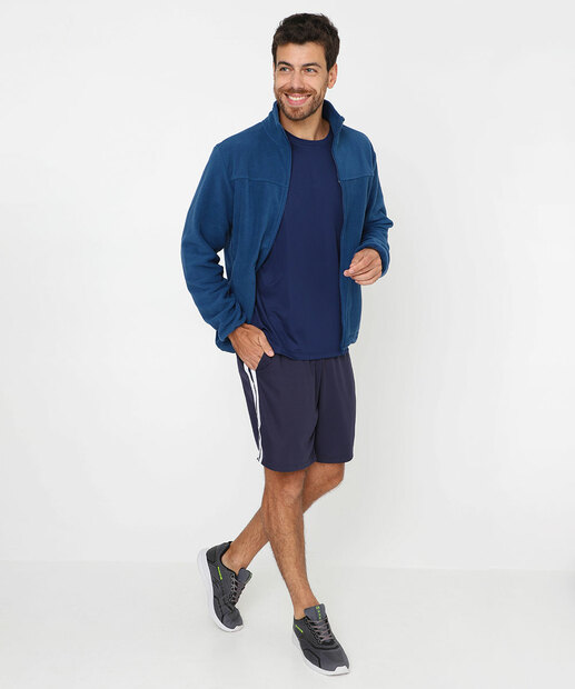 Jaqueta Masculina Fleece com Zíper Marisa Azul
