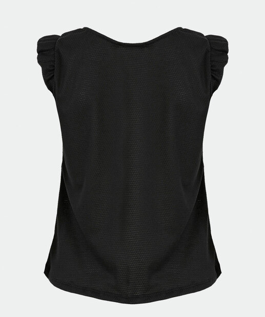 Blusa Regata Feminina Textura Babado Marisa 