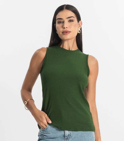 Regata Feminina Ribana Canelada Rovitex Verde