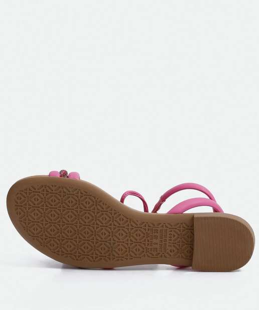 Sandália Feminina Rasteira Strass Amarração Mississipi