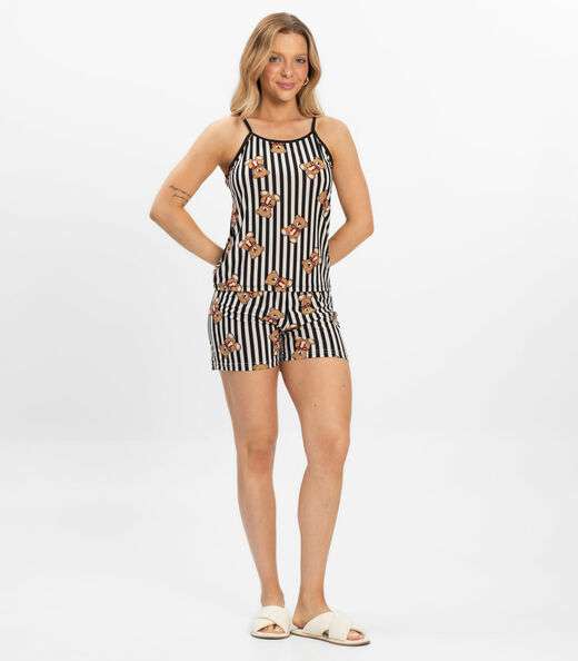 Short Doll Curto Feminino De Liganete Bella Ana Preto