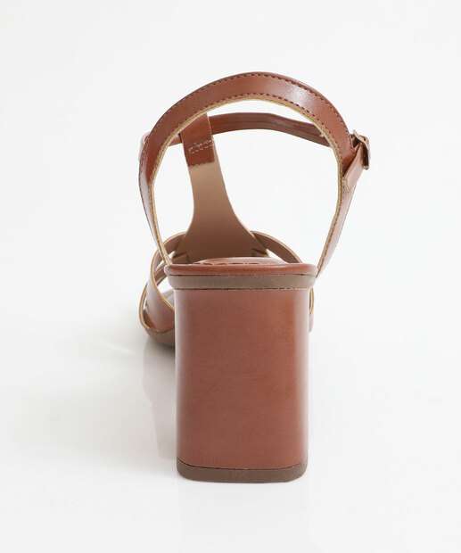 Sandália Feminina Salto Grosso Via Uno Marrom