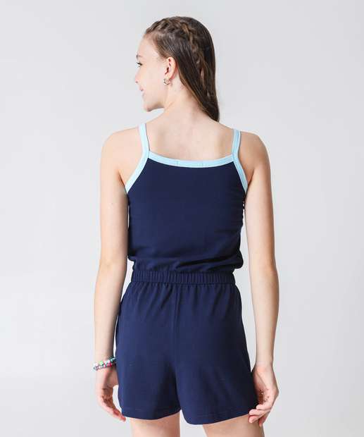 Macaquinho Juvenil Estampa Frontal Marisa Tam 10 a 16 Azul