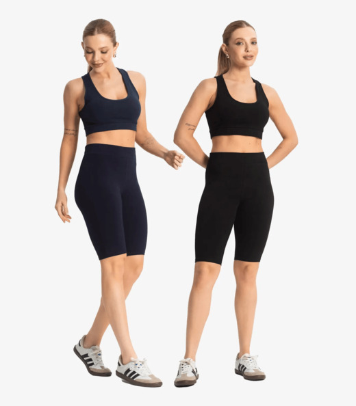 Kit 2 Bermudas Ciclista Feminina em Cotton Pesado Select Sortido