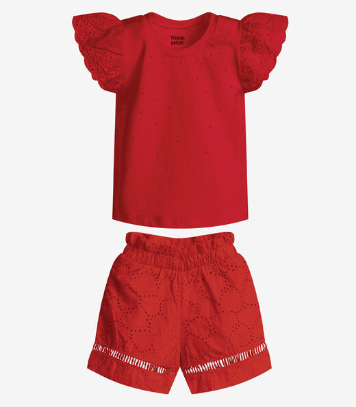 Image_Conjunto Feminino Blusa Com Shorts Trick Nick Vermelho