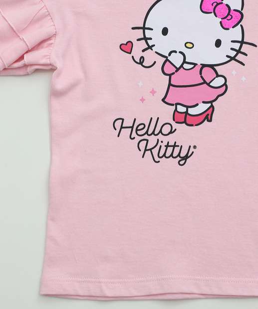 Blusa Infantil Hello Kitty Sanrio Tam 4 a 10 Rosa