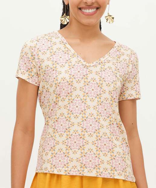 Blusa Feminina Estampada Manga Curta Marisa