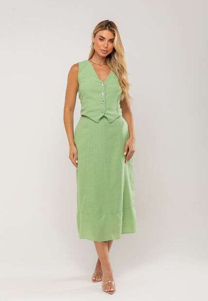 Conjunto Com Colete e Saia Midi Verde Salvatore