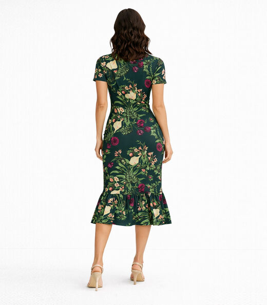 Vestido Feminino Midi Slim Em Suplex Select Verde