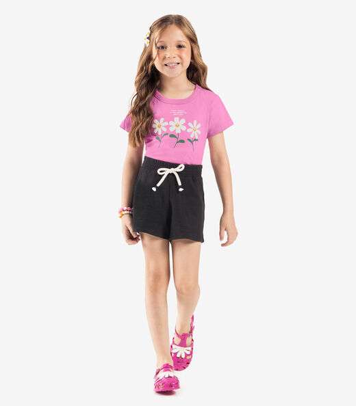 Blusa Feminina Infantil Manga Curta Rovi Kids Rosa
