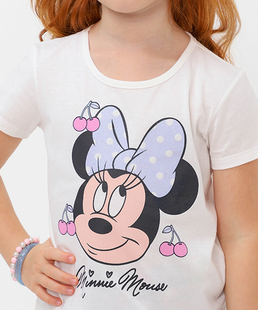 Blusa Infantil Minnie Disney Tam 4 a 10 Off White