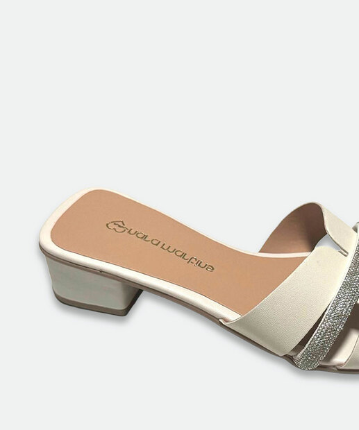 Tamanco Feminino Tira Strass Nara Martins Off White