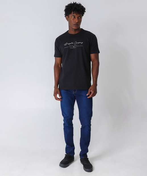 Camiseta Masculina Estampa Frontal Gangster Preto