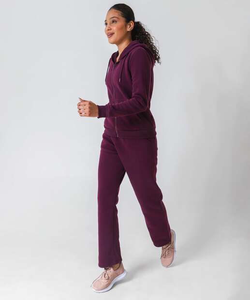 Casaco Feminino Moletom Fitness Marisa Roxo
