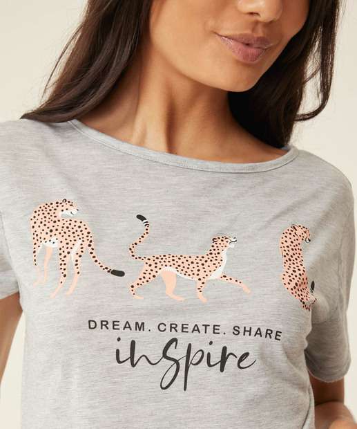 Pijama Feminino Estmpa Onça Marisa