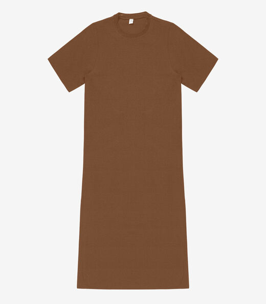 Vestido Feminino Midi em Twill Cey Rovitex Marrom