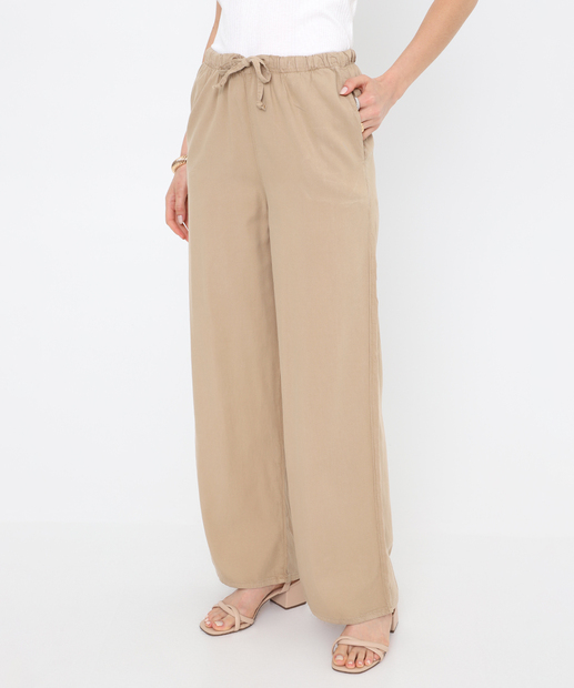 Calça Feminina Pantalona Sarja Marisa Bege