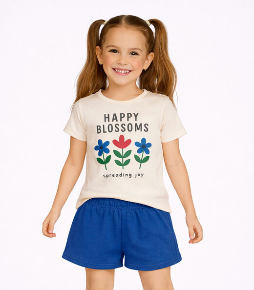 Image_Conjunto Menina Short e Blusa Estampada Select Bege