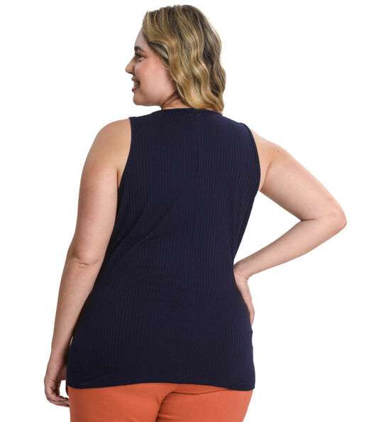 Blusa Feminina Plus Size Canelada Secret Glam Azul