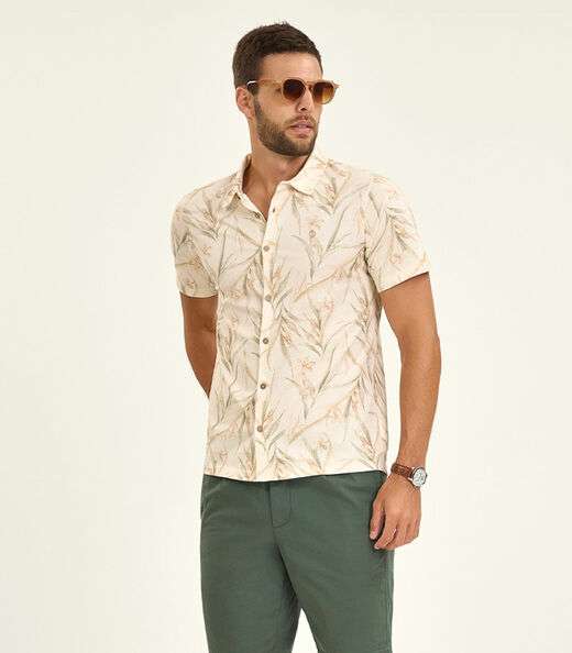 Image_Camisa Masculina Manga Curta Meia Malha Diametro Bege