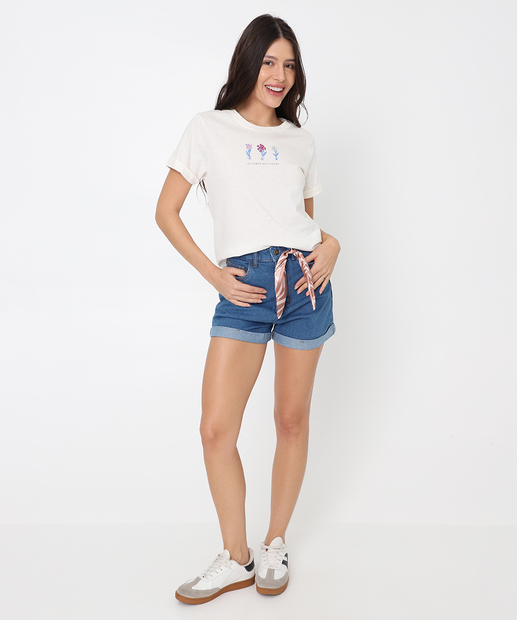 Blusa Feminina Estampa Frontal Marisa Off White