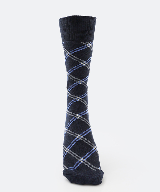 Meia Masculina Cano Longo Estampada MR Preta