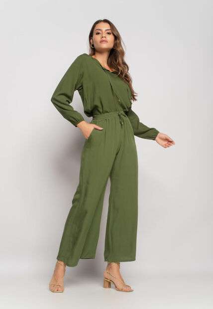 Image_Blusa Gola V Manga Longa Viscolinho Verde Salvatore