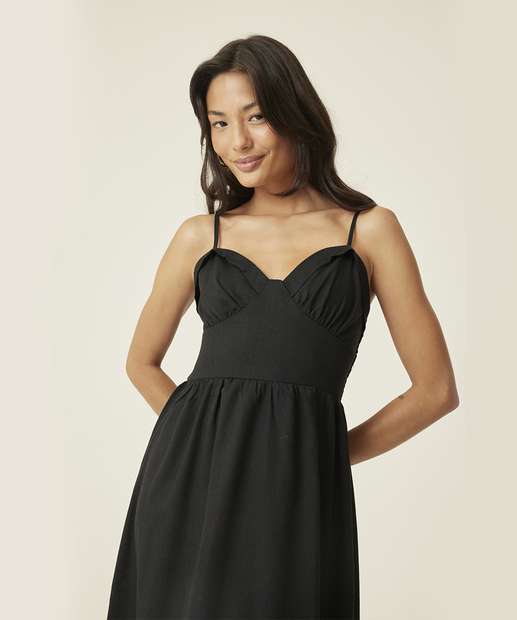 Vestido Midi Feminino Alças Finas Marisa