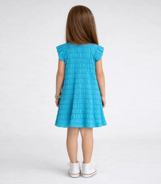 Vestido Infantil Com Franzido Na Manga Select Azul