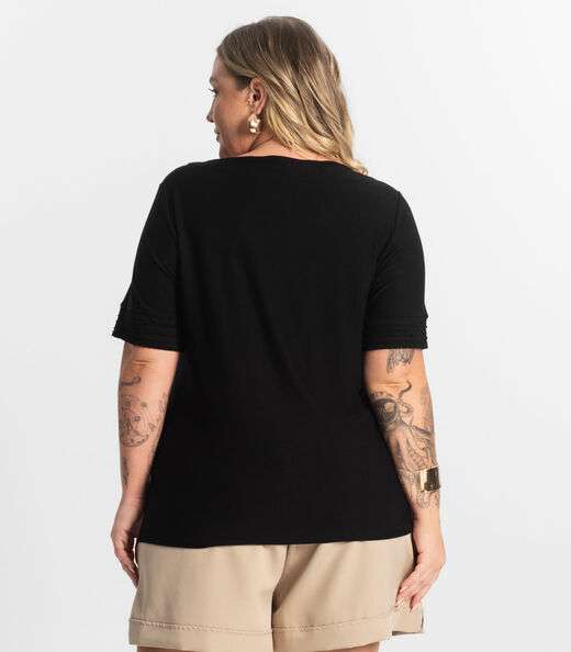Blusa Feminina Manga Curta Secret Glam Preto