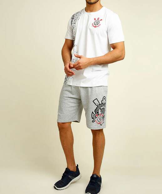 Camiseta Masculina Fitness Manga Curta Corinthians