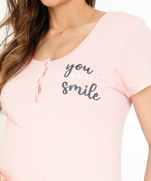 Pijama Feminino Gestante Estampado Manga Curta Marisa