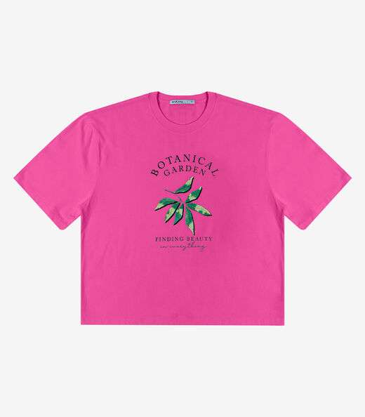 Camiseta Feminino Manga Curta Meia Malha Endless Rosa