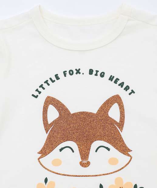 Blusa Infantil Raposa Marisa Tam 1 a 3 Off White