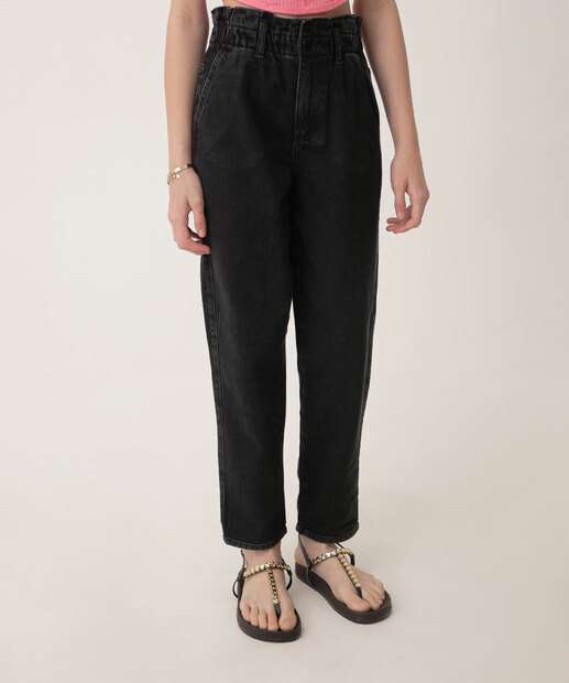 Calça Jeans Clochard Juvenil Marisa Tam 10 a 16 Preto