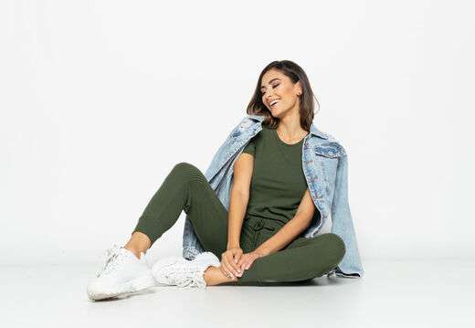 Conjunto  Comfy Com Blusa Ombro Vazado e Jogger Canelada Verde Salvatore Fashion