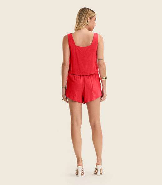 Shorts Feminino Em Linho Endless Laranja