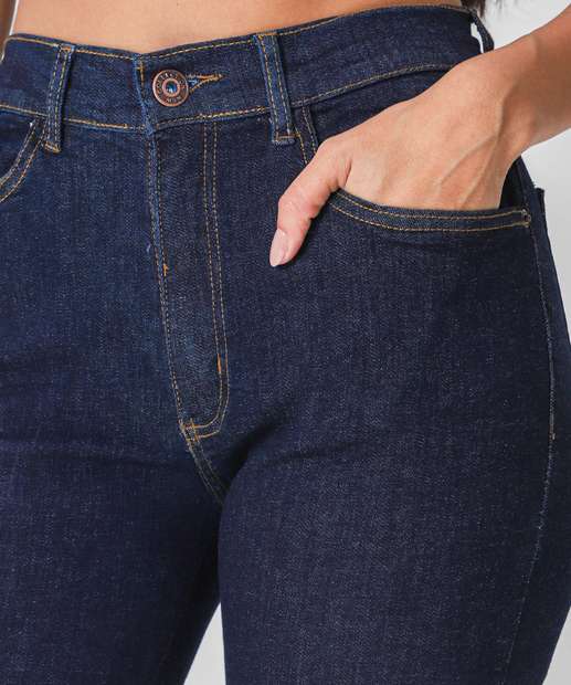 Calça Cigarrete Feminina Jeans Bolsos