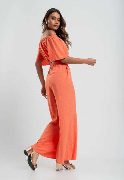 Cropped Ciganinha Viscose Com Lurex Laranja Salvatore Fashion