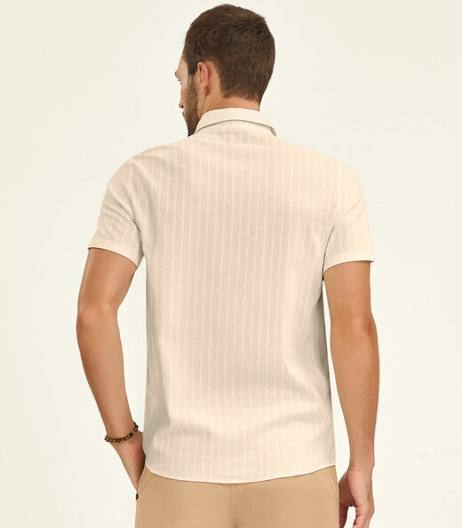 Camisa Masculina Manga Curta Diametro Bege