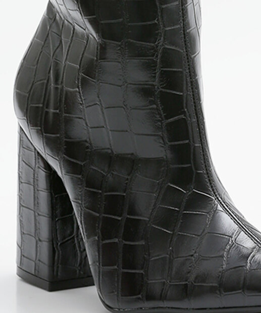 Bota Feminina Cano Alto Textura Croco Via Uno