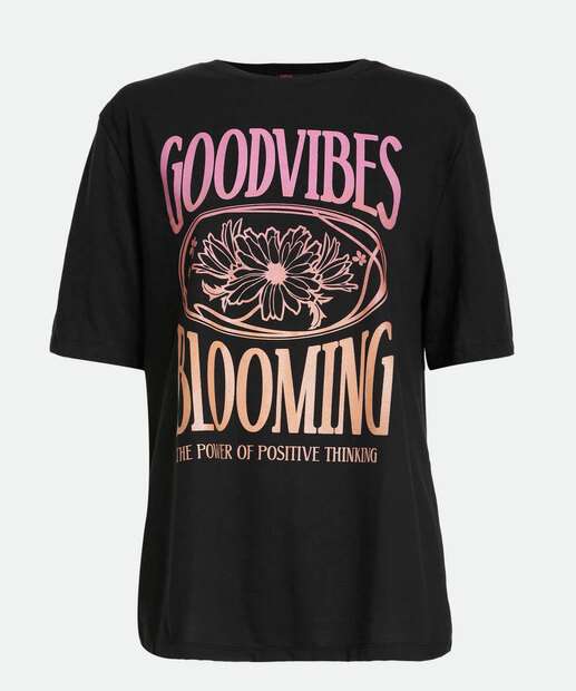 Blusa Feminina Estampa Frases Manga Curta Marisa